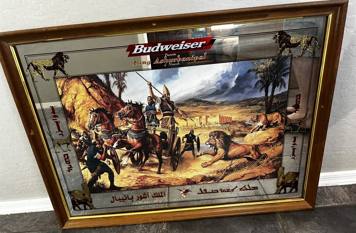 Budweiser King Ashurbanipal Beer Bar Mirror With Arabic