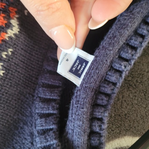 Janie And Jack Fair Isle Knit Crewneck Sweater Boys Size 4 Navy Blue Red Nordic - Picture 3 of 5