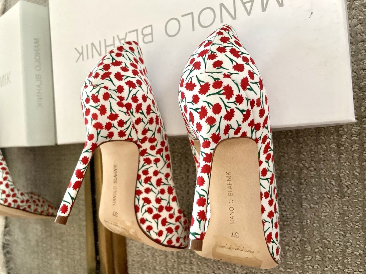 MANOLO BLAHNIK ヒョウ柄 ハイヒール　37 2/1 MANOLO BLAHNIK - *Rare* BB Pick Tora Red Floral Pumps Size