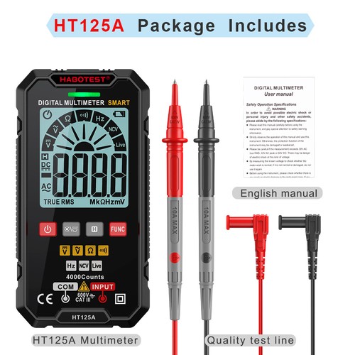 HABOTEST HT125 Digital Multimeter TRMS 4000 Counts Auto-Range DC AC Voltmeter - Picture 23 of 23