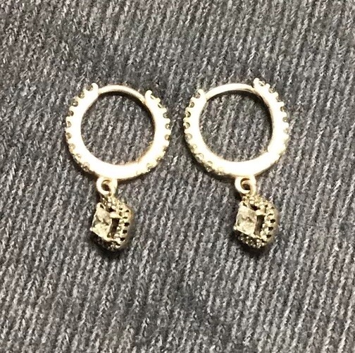 Genuine Pandora Pave Square Sparkle Hoop Drop CZ Earrings Genuine Pandora Pave Square Sparkle Hoop Drop CZ Earrings
