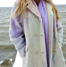 Cashmere Coat White Ivory Purple Blue Pink Gray M 8 10 12 14 Xl Vintage Regency