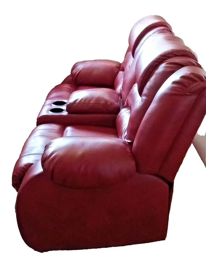Burgundy Recliner Loveseat in excellent condition, w/storage & 2 cup holders - Image 3 of 4