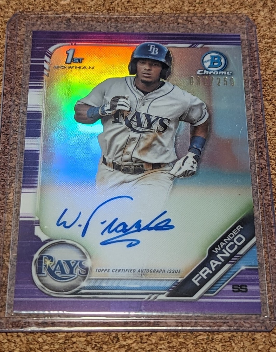 2019 BOWMAN CHROME ⚾ WANDER FRANCO PURPLE REFRACTOR AUTO /250 RAYS RC SP 🔥