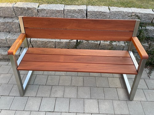 Gartenbank Edelstahl Holz 160cm - Bild 3 von 9