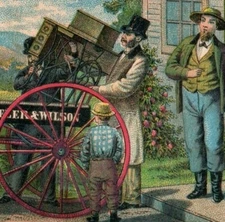 1870s Wheeler & Wilson's Sewing Machines Carriage Salesman Family & Dog P101
