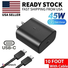 45W USB-C Super Fast Wall Charger 10FT Cable For Samsung Galaxy S20 S21 S22 S23