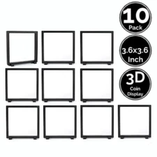 10 Pack 3.6 x 3.6 IN 3D Floating Display Stand Holder Frame 4 US Coin Medals