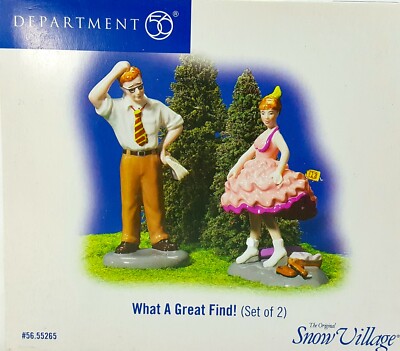 Dept 56 Snow Village What A Great Find 2pc Set Dad Girl Dress Shopping 55265 NEW