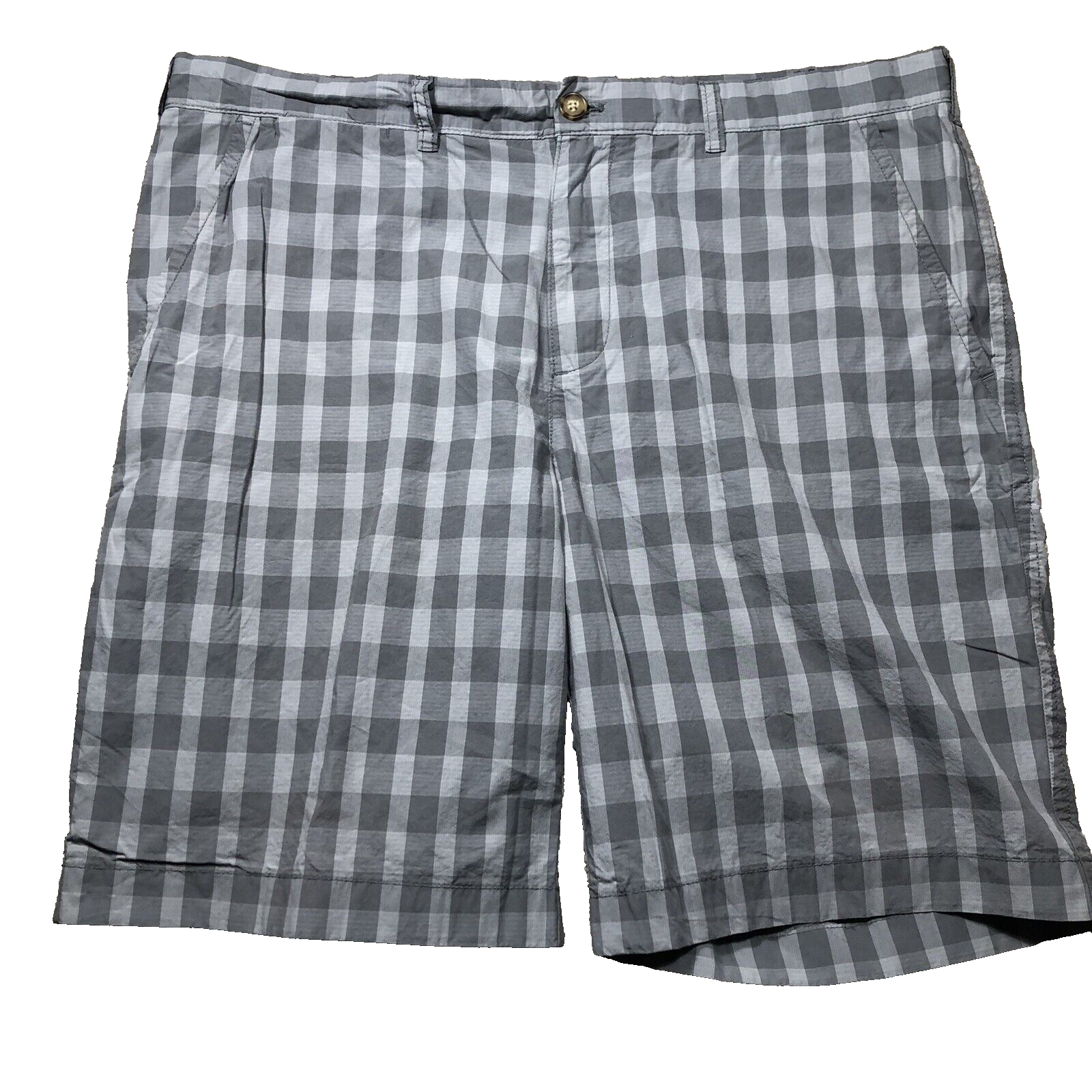 Tommy Hilfiger Men's Gray Plaid Flat Front Chino Shorts Size 38