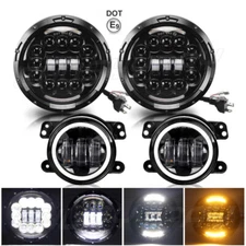For Freightliner Coronado 7'' Inch LED Headlight Projector & 4'' Fog Lights kit