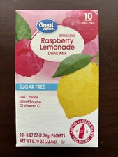 2 Raspberry Lemonade Sugar Free Drink Mix Singles to go Free Shipping