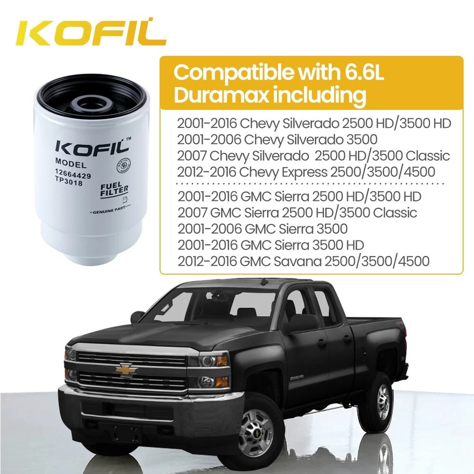 2- TP3018 Fuel Filter For Duramax 6.6L Chevy Silverado/GMC Sierra 2500HD 3500HD - Imagem 2 de 4