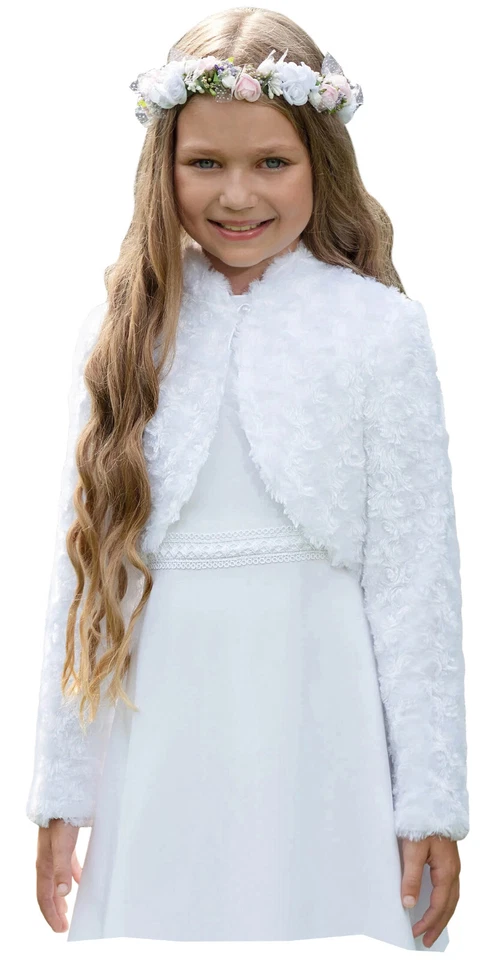 Jacke Jäckchen Bolero Kommunion Kommunionjacke Webpelzjacke Röschen - Bild 1 von 1