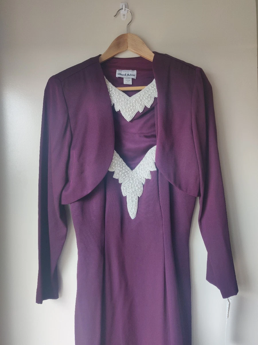Dave and Johnny Plum Gown Bolero Jacket NWT 7 8 Dramatic Beading