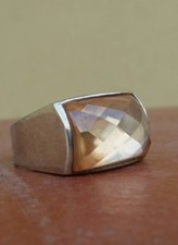 925 SILVER RING Women Solitaire Quartz Smoke Deal