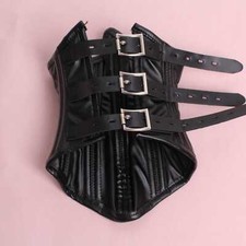 NEU PU Leder Korsett Haltung Hals Kragen Stretch Sklave Rollenspiel Harness DE