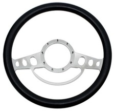 14 Chrome Billet Aluminum Steering Wheel W- Half Wrap - 9 Hole 14 Chrome Billet Aluminum Steering Wheel W- Half Wrap - 9 Hole