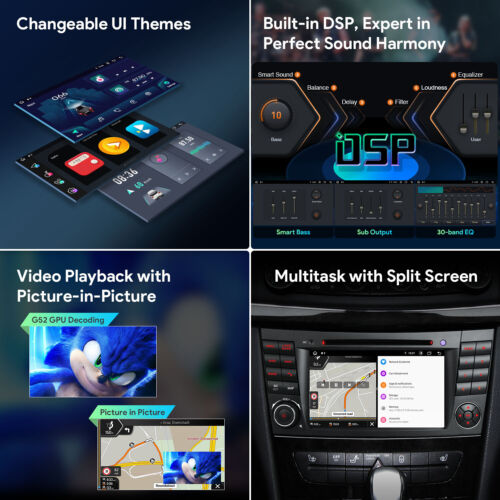 7" Autoradio Android 14 GPS 4G 8Kern CarPlay DVD DSP für Mercedes W211 E400/E500 - Bild 8 von 24