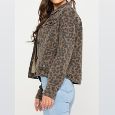 Elan Leopard Jean Jacket Brown & Black