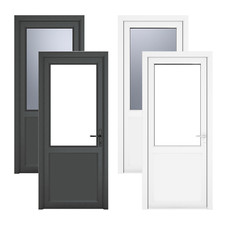 PVC Single Door Clear Half Glass & Frame LH Double Tough Glazing By Crystal