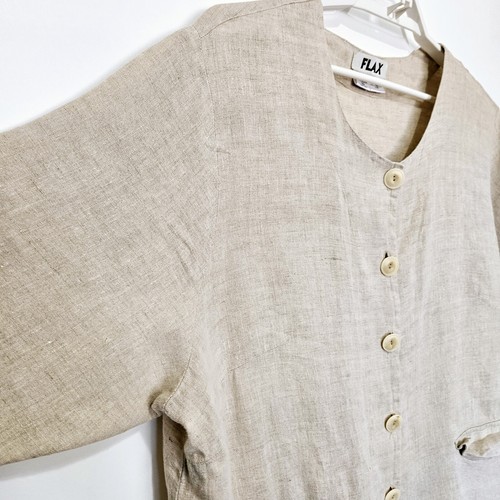 Camisa Blazer Lino 100% Lino Manga 3/4 Abotonada Talla 1G Gran Tamaño Lagenlook - Imagen 3 de 11