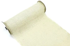 Kel-Toy Fringed Edge Burlap Ribbon with Gold Metallic Thread, 14" by 10 yd, I...