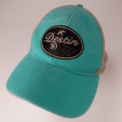 Holiday Headwear Destin Florida Trucker Hat Cap Adjustable OSFA Teal Tan Mens