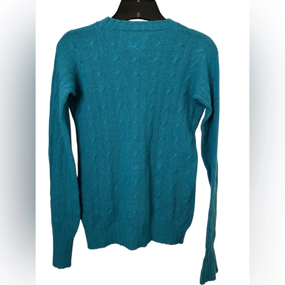 Paul Stuart Scottish Pure Cashmere Teal Crewneck Sweater - Image 2 of 4