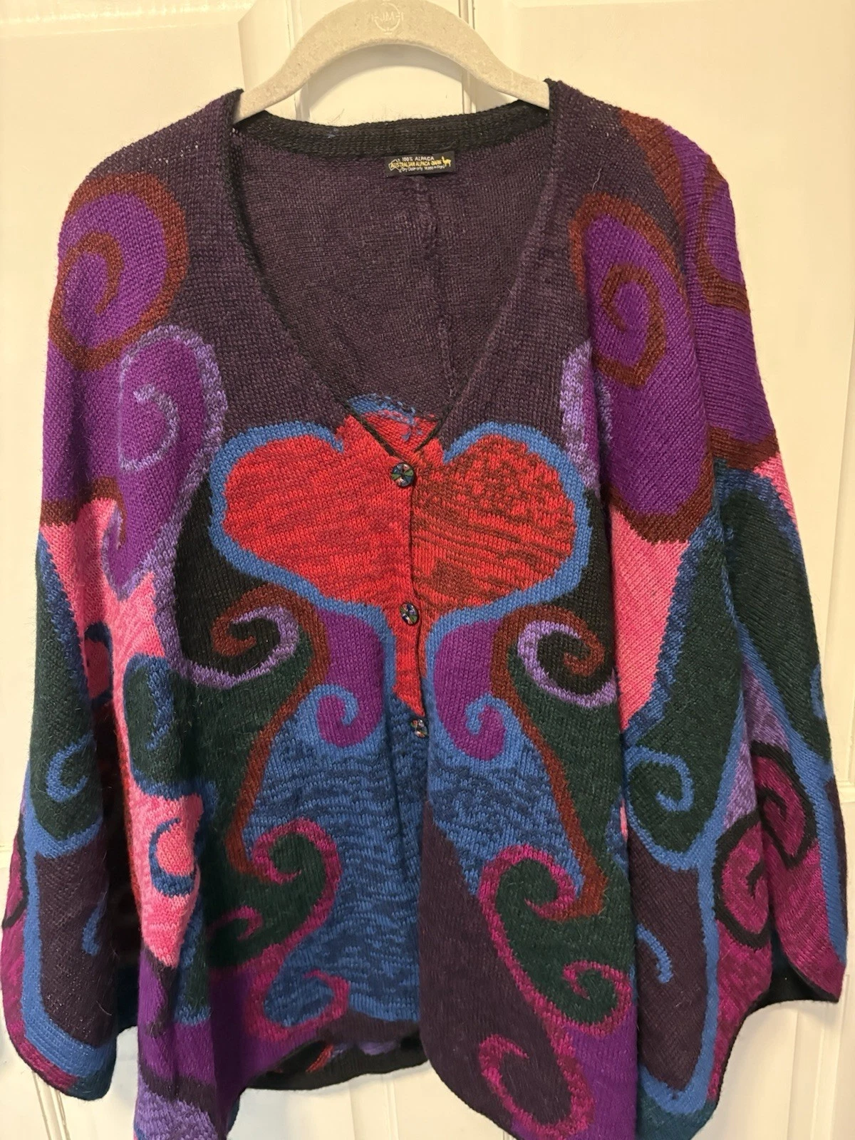Australian Alpaca Barn Jacinta Poncho Cape Knit Sweater Peru One Size Osfa Women