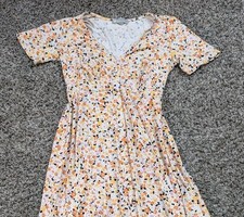 ASOS Design Maxi Dress Floral Tea Dress Size 4 US Orange Yellow Cream Multi