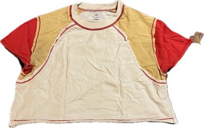 BDG Color Block Cropped T-Shirt sz Small w orange and white contrast stitch