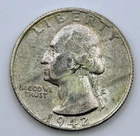 1942-S Washington Quarter 90% Silver AU Almost Uncirculated Toned Toning
