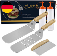 Steven-Bull Plancha Spachtel Grillspachtel Set Aus Edelstahl | Grillbesteck-Set