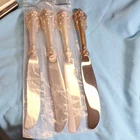 Wallace Grand Baroque Sterling Silver Handle SS Blade Dinner Knives Set of 4