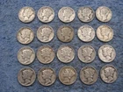 20 SILVER MERCURY DIMES WITH DATES lot 34d