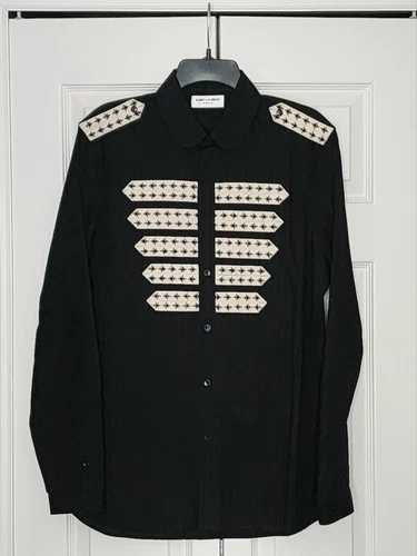 SAINT LAURENT (YSL) Camicia ufficiale Saint Laurent Paris ricamata nuova mai indossata con etichette taglia EU39