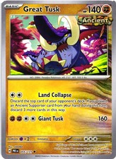great tusk pokemon card price Pokemon Great Tusk ex 053/091 - Double Rare - Paldean Fates Pokemon