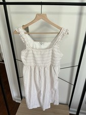 Madewell Ruffled Square-Neck Dress in Stitched Rainbow Stripe Size 8 $138 MSRP