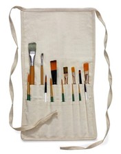 Canvas Brush Waist Apron 15 Pocket Tool Belt Artist 10"x18" Natural