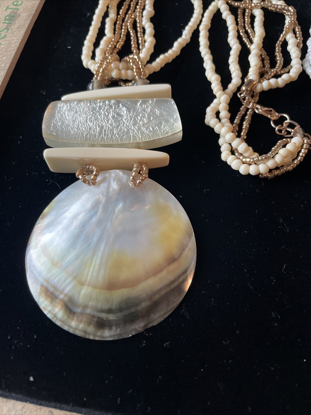 Shell Mosaic Statement Necklaces Abalone 6176 - image 5