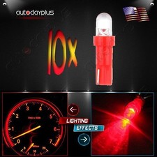 10pcs Set Red T5 37 74 Wedge LED Bulbs License Plate Instrument Cluster Lights