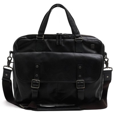 TUMI Tamarack Top Zip Briefcase Black Leather 16cm Used