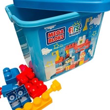Large Set Of 50 Mega Bloks First Builders Toddler Blocks Toy Sets w Storage Bin