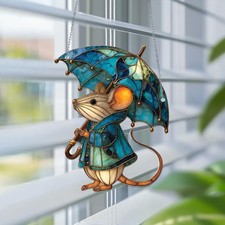 Cute Mouse Window Hanging Ornament, Animal Sun Catcher Decor,