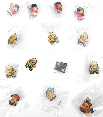 Vintage Mainzelmännchen ZDF Mascot Enamel Pin Lot 14pc, 13 New In Package Soccer