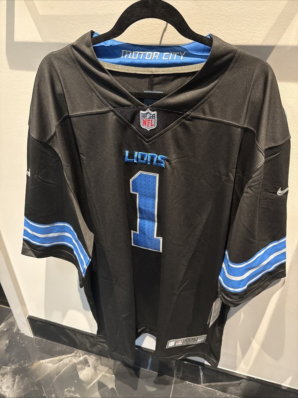 New Detroit Lions Jameson Williams STITCHED  #1 BLACK Jersey Men’s 3XL