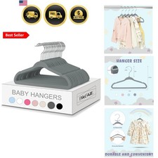 50 Pack Kids Velvet Hangers 11 Inches Children's Clothes Hangers Non-Slip Bab...