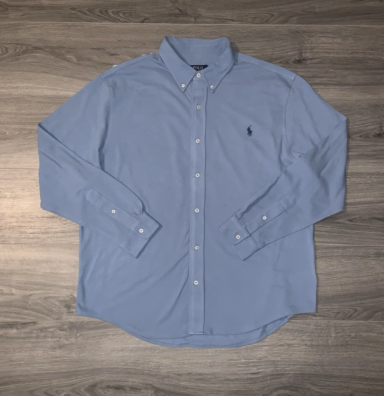 Polo Ralph Lauren Featherweight Button Down Mesh Shirt Blue Big & Tall Sz 2XLT