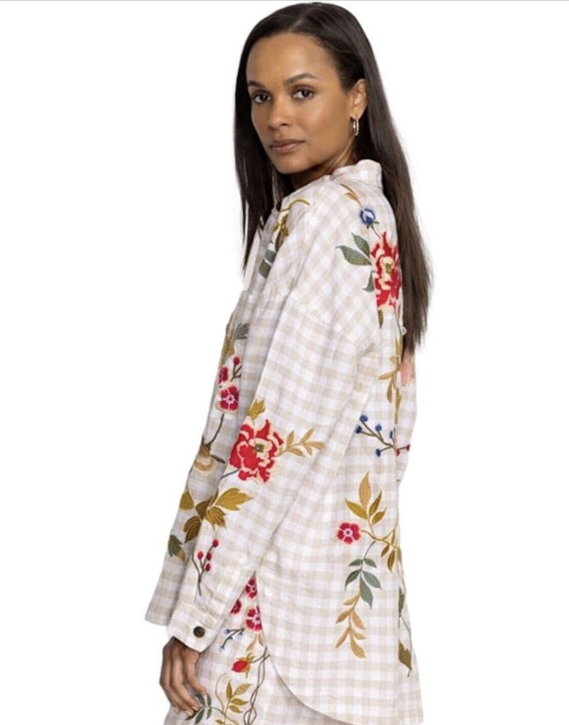 Johnny Was Workshop Adele Gingham Pocket Overshir… - image 3